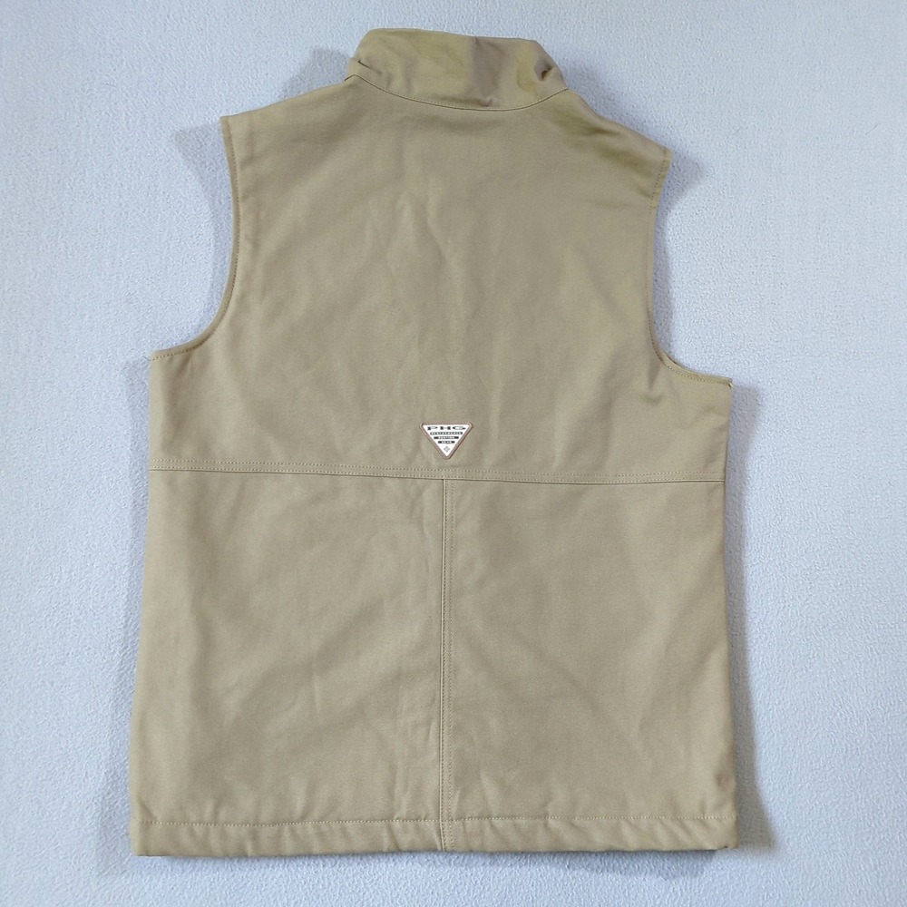 Columbia PHG Hunting Vest Mens Small Tan Canvas Fleece Lined Roughtail Gear - Picture 7 of 11